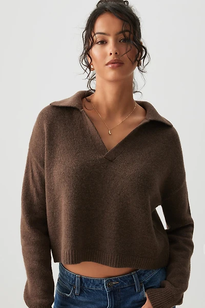 Ardene Moss Stitch Johnny Collar Sweater in | Size | Polyester/Elastane | Eco-Conscious