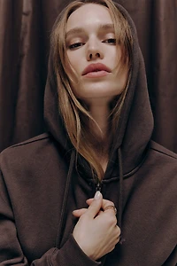 Ardene MADESOFT Fleece Short Zip Up Hoodie in Terra Brown | Size | Polyester/Cotton | Eco-Conscious