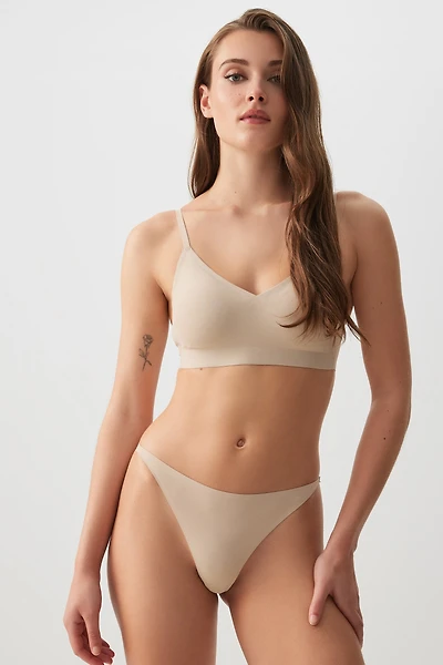 Ardene TRUNUDE Invisible Thong Panty in Beige | Size | Nylon/Elastane