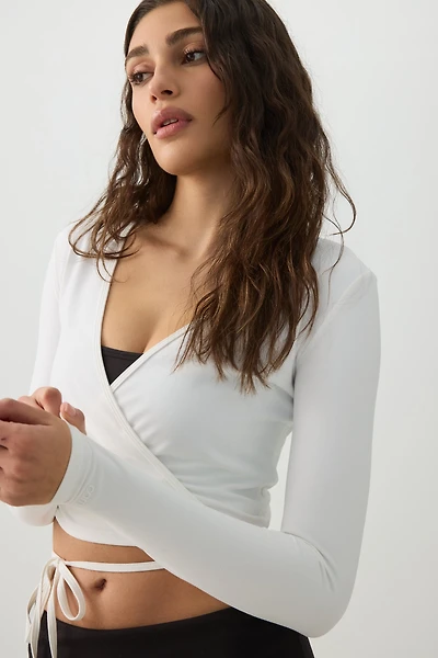 Ardene camactive Wrap Top in White | Size | Nylon/Spandex