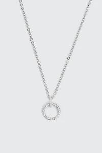 Collier cercle plaqué or blanc 14K