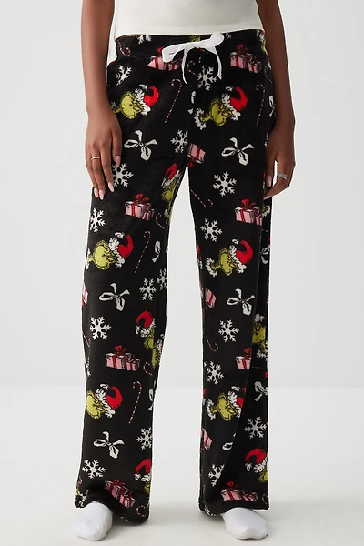 Ardene The Grinch Plush PJ Pants in Black | Size | Polyester