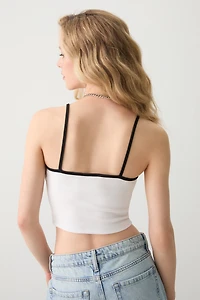 Camisole graphique à bordure contrastante