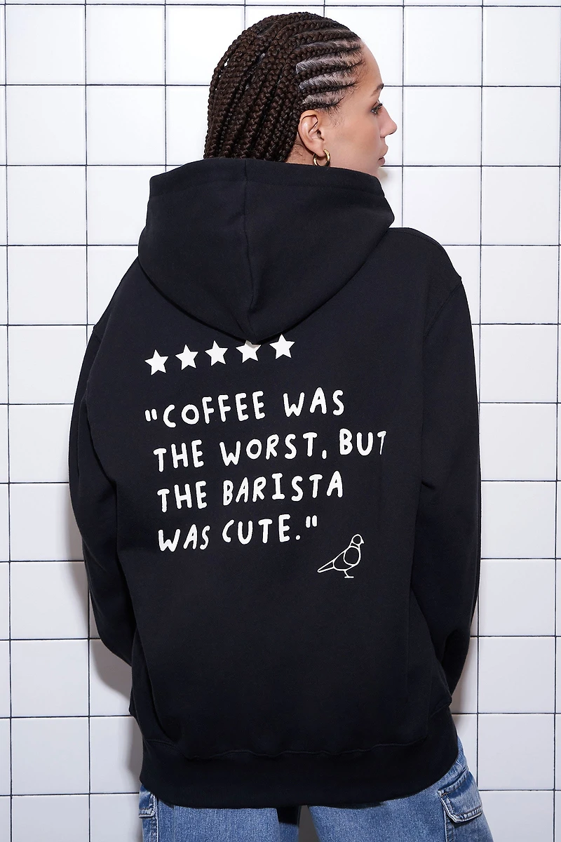 Worlds Worst Coffee Pigeon x Ardene Unisex Hoodie in Black | Size | Polyester/Cotton | Fleece-Lined