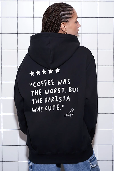 Worlds Worst Coffee Pigeon x Ardene Unisex Hoodie in Black | Size | Polyester/Cotton | Fleece-Lined