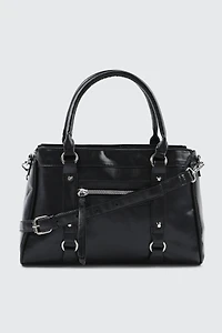 Ardene Crinkle Leather Tote Bag in Black | Faux Leather/Polyester | Eco-Conscious