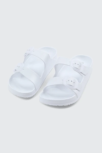 Ardene Two-Strap Slide Sandals in White | Size