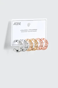 Lot de 3 paires d'anneaux ondulés