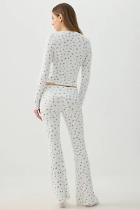 Pantalon pyjama côtelé très doux à motif de fruits