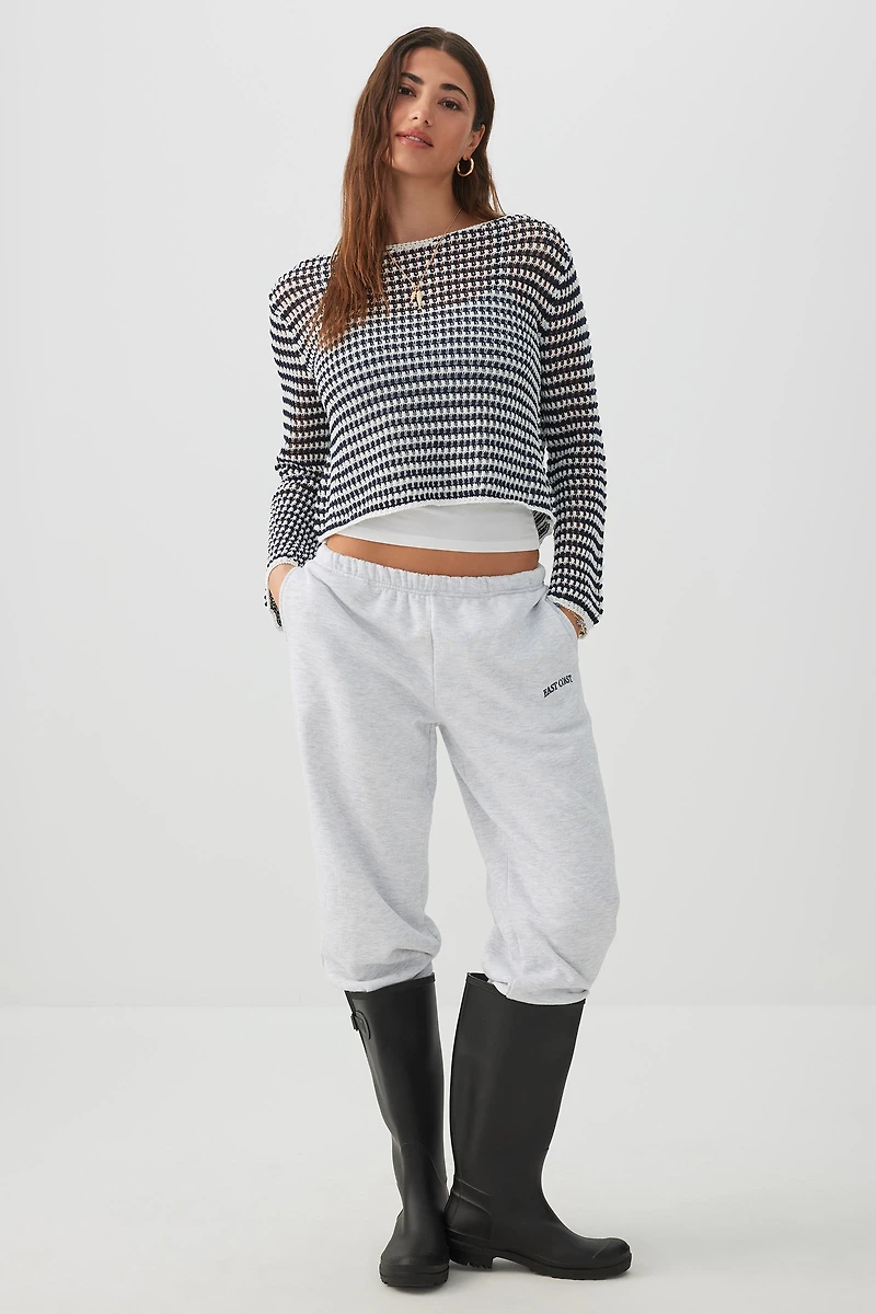 Chandail à col bateau rayé