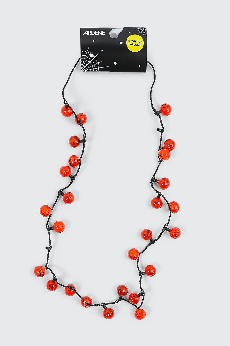 Ardene Light Up Pumpkin Necklace in Orange