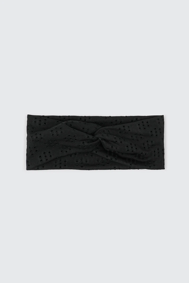 Ardene Eyelet Twist Headwrap in Black | Polyester/Elastane