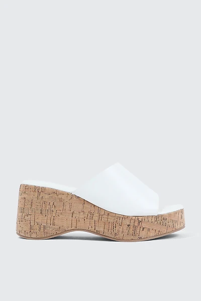 Ardene Cork Platform Slides in White | Size