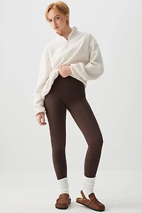 Ardene Fleece Lined Leggings in Brown | Size | Polyester/Elastane | Fleece-Lined