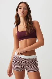 Ardene Printed PJ Boxers in Burgundy | Size | Cotton/Elastane | Eco-Conscious