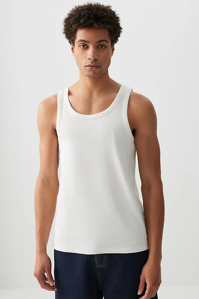 Ardene Man 2-Pack Ribbed Tank Tops For Men in White | Size | Cotton/Elastane