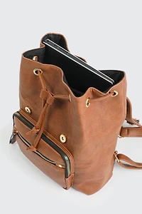 Sac à dos à rabat en faux cuir