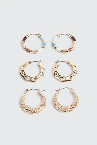 Lot de 3 paires de boucles d'oreilles variées