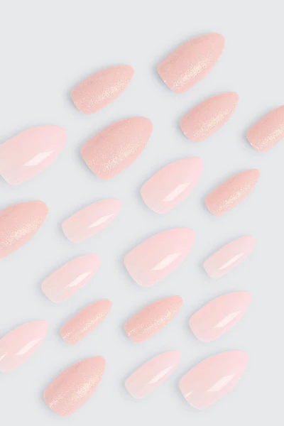 Ardene 20-Pack Glitter Almond Fake Nails in Light Pink