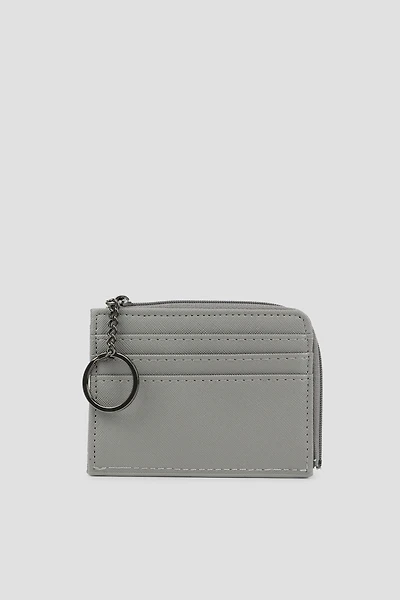 Ardene Faux Leather Cardholder in Grey | Faux Leather/Polyester
