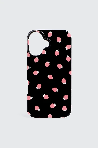 Ardene Strawberry Print iPhone 16 Case in Black