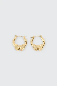 Ardene Stainless Steel Bow Hoop Earrings in Gold