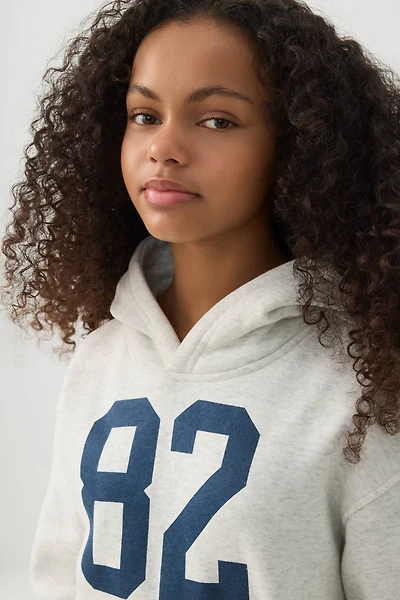 Ardene Kids MADESOFT Fleece Graphic Hoodie in Light Grey | Size | Polyester/Cotton | Eco-Conscious