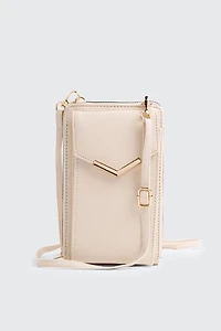 Ardene Faux Leather Phone Bag in Off-White | Faux Leather/Polyester