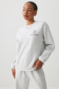 Ardene Embroidered Relaxed Sweatshirt in Light Grey | Size | Polyester/Cotton | Fleece-Lined