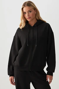 Ardene Oversized Zip Up Hoodie with Embroidery in | Size | Polyester/Cotton | Fleece-Lined
