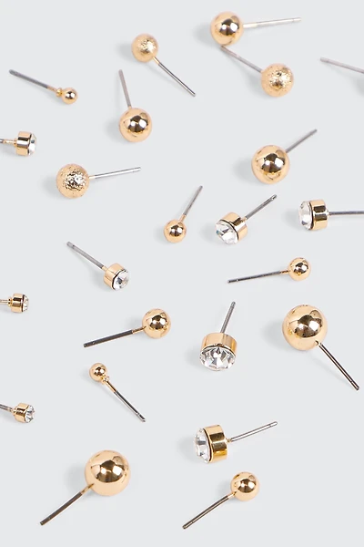 Ardene 12-Pack Assorted Stud Earrings in Gold | Stainless Steel