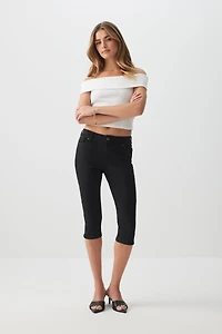 Ardene Mid Rise Denim Capris in Black | Size | Polyester/Spandex/Cotton