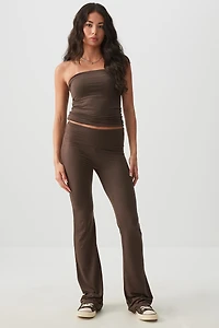 Ardene Flare Wide Waistband Leggings in Brown | Size | Polyester/Elastane