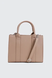 Ardene Faux Leather Tote Bag in Beige | 100% Recycled Polyester/Faux Leather | Eco-Conscious
