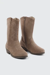 Bottes en faux suède brodées