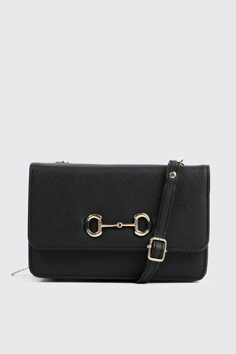 Ardene Convertible Phone Bag in Black | Faux Leather/Polyester