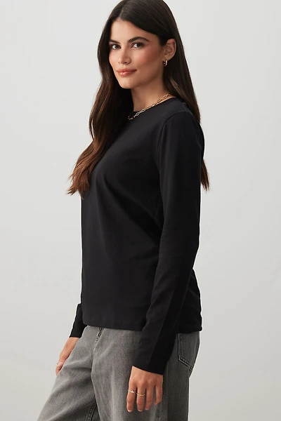 Ardene Basic Long Sleeve T-Shirt in | Size | Cotton/Elastane | Eco-Conscious