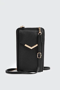 Ardene Faux Leather Phone Bag in Black | Faux Leather/Polyester