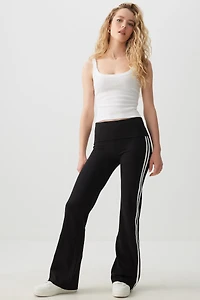 Ardene Flare Leggings with Side Stripes in Black | Size | Cotton/Elastane | Eco-Conscious