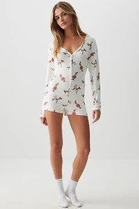 Ardene The Grinch Long Sleeve PJ Romper in White | Size | Polyester
