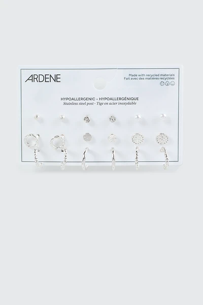 Ardene 9-Pack Hoop and Stud Earrings in Silver | Stainless Steel