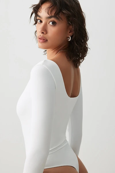 Ardene Contour Long Sleeve Bodysuit in White | Size | Elastane/Polyamide
