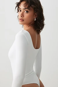 Ardene Contour Long Sleeve Bodysuit in White | Size | Elastane/Polyamide