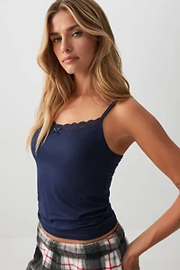 Ardene HUSHKNIT PJ Tank Top in Dark Blue | Size | Polyester/Elastane | Eco-Conscious