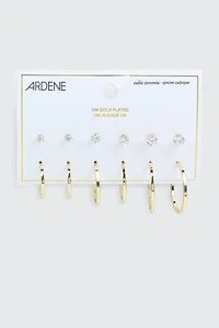 6 paires de boucles d'oreilles plaquées or 14K