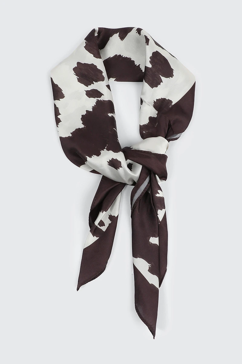Ardene Cow Print Square Satin Scarf | Polyester
