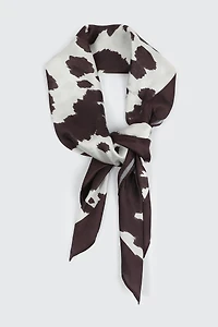 Ardene Cow Print Square Satin Scarf | Polyester