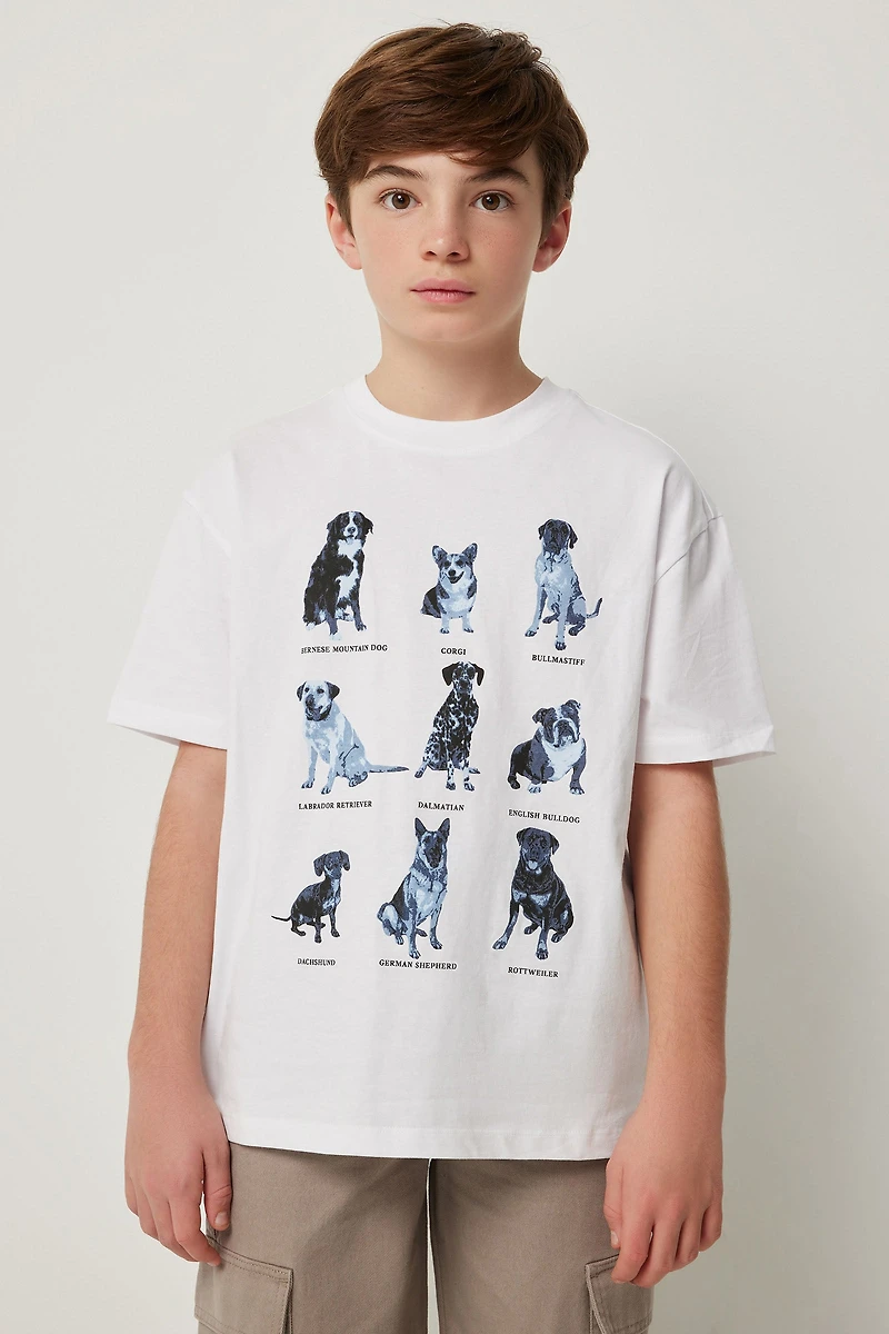 Ardene Kids Oversized Graphic T-Shirt in Light | Size Large | 100% Cotton