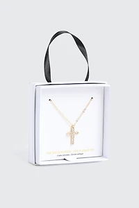 Collier croix plaqué or 14K