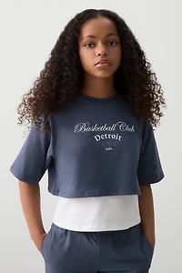 T-shirt carré graphique effet superpos